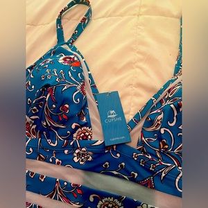 1X Blue Floral CUPSHE One Piece Swimsuit